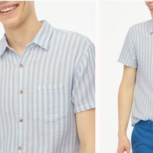 J.Crew Blue/White Stripes Gauzy Cotton Coastal Lightweight Button Up Shirt, M